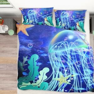 3D Dream Jellyfish 300 Bed Pillowcases Quilt Queen Size