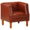 vidaXL Tub Chair Brown Real Goat Leather Office Armchair Sitting Sofa TV Chair