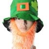 St Patricks Day Green Top Hat w/ Beard Iris Party Dress Up Ireland Halloween Cap