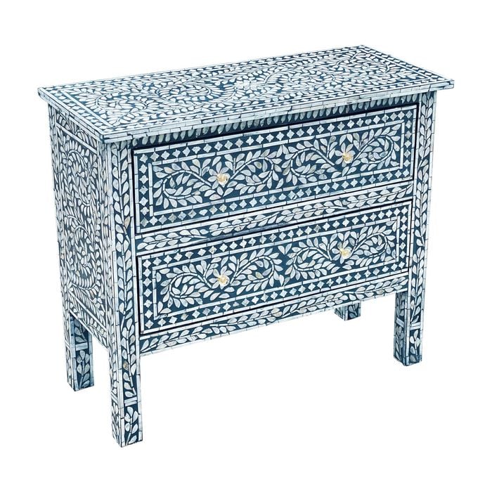 Mother of Pearl Curved Inlay Chest Coastal Blue