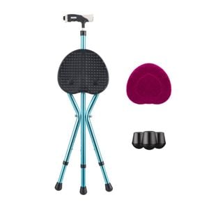 Costway Folding Walking Stick Seat Aluminum w/Handle & Built-In LED Light