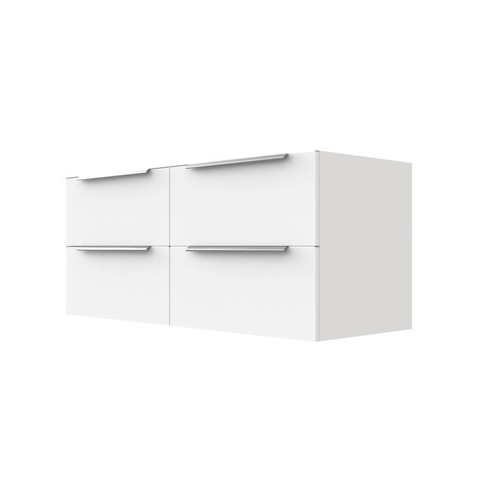 Stein 1200 x 450 x 500mm White Select Wall Hung With Silver Integrated Handle Vanity - Cabinet Only