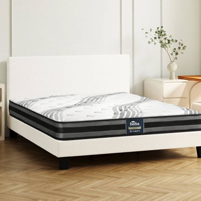 Oikiture Bed Frame with Queen Mattress Set Boucle Fabric Platform
