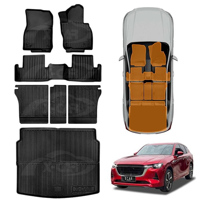 3D Floor Mats Boot Liner Set for Mazda CX-60 CX60 2023-Onwards Cargo Kick Mats Back Seat Protector