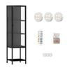 Stacked Glass Display Cabinet 4-Tier Black with LED Lights