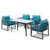 ALFORDSON Dining Table Set 5PCS Black Blue 140cm