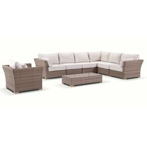 Coco Outdoor Wicker Corner Modular Lounge With Arm Chair And Coffee Table
