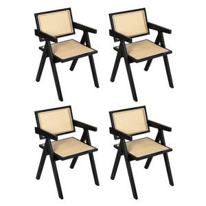Levede 4pcs Solid Wood Dining Chairs - Black