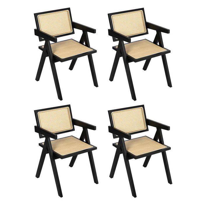 Levede 4pcs Solid Wood Dining Chairs - Black