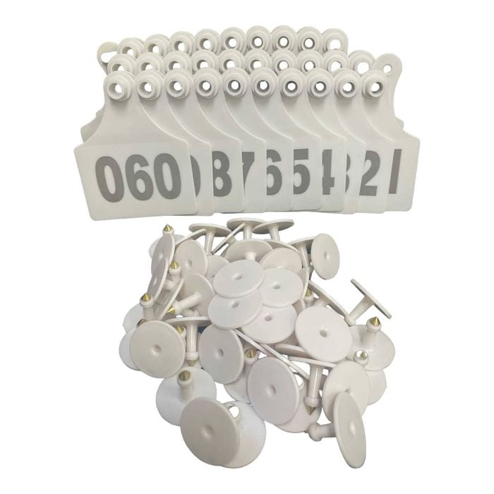 1-100 Cattle Number Ear Tags 7x10cm Set - Xl White Cow Sheep Livestock Labels