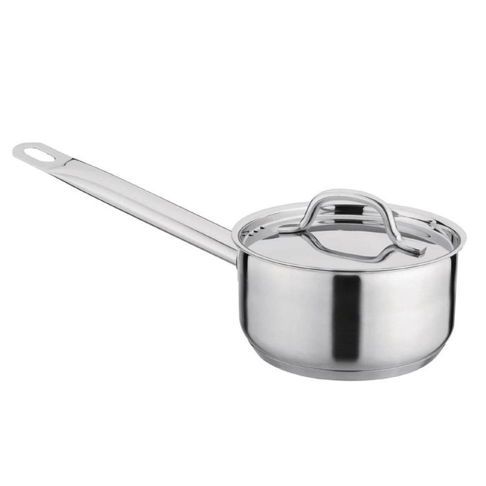 Nisbets Essentials Stainless Steel Saucepan With Lid 140mm 900ml Induction Ready Commercial Kitchen Cookware