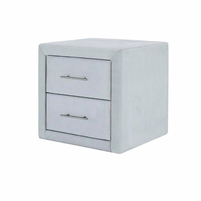 Angela Grey Velvet Fabric Bedside Table