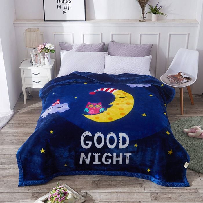 CottonMore Large Ultimate Sherpa Blanket Luxurious Plush Throw Rug 200x230cm - Good Night