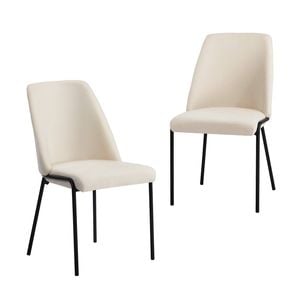 Oikiture Set of 2 Dining Chairs Chenille Fabric Beige