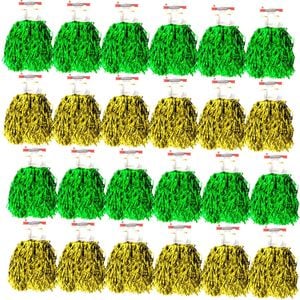 Green & Yellow Metallic Cheerleading Pom Poms – 24-Pack 12 Green Pairs & 12 Yellow Pairs Australia Day