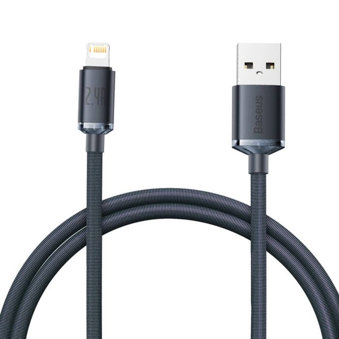 Baseus Crystal Shine Series Fast Charging Data Cable USB to iP 2.4A 1.2m-Black