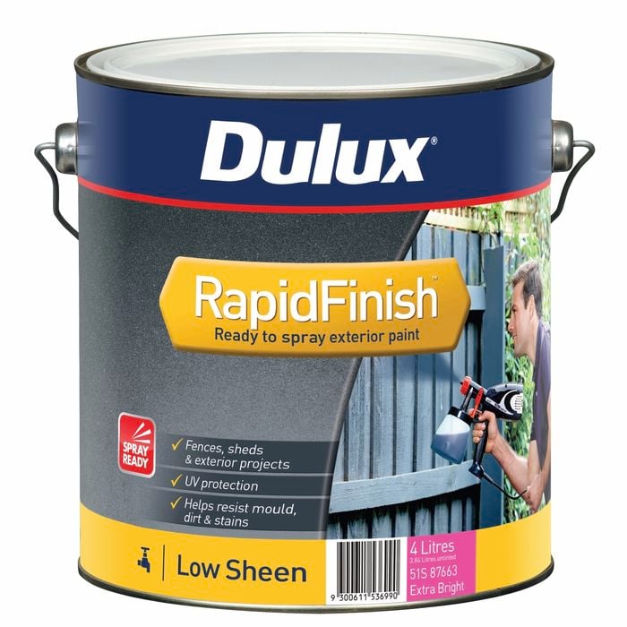 Dulux 4L Exterior Paint Rapid Finish Low Sheen Extra Bright