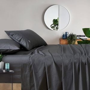 Gioia Casa Vintage Washed 100% Cotton Soft Breathable Sheet Set - Charcoal - King