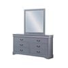Dressing Chest with 6 Storage Drawers in Solid Wooden Mirror Metal Handles Grey Colour