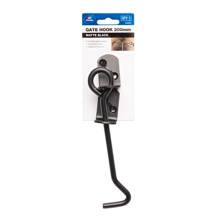 Zenith 200mm Matte Black Gate Hook And Eye
