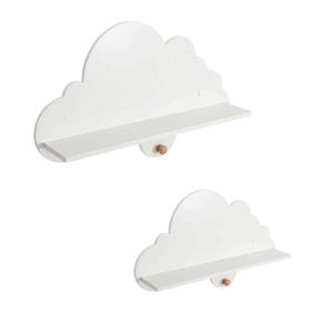 Costway 2Piece Floating Cloud Shelf Kid Wall Bookshelf Display Rack Hook