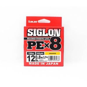 Sunline siglon pe x8 orange colour 150m braid fishing line 12lb