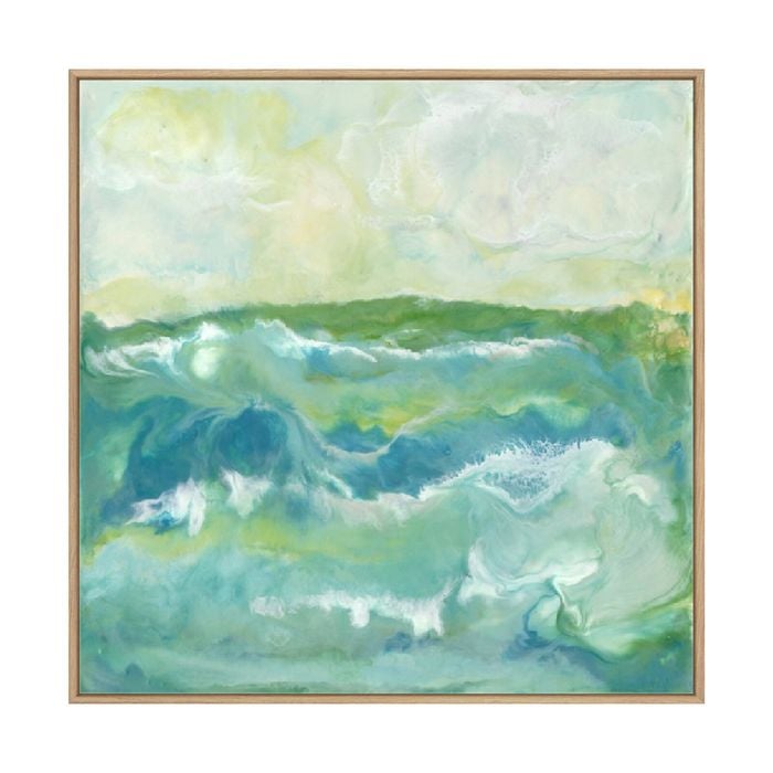 Artey | Turquoise Sea I - Framed Canvas - Natural Frame - 120 x 120cm