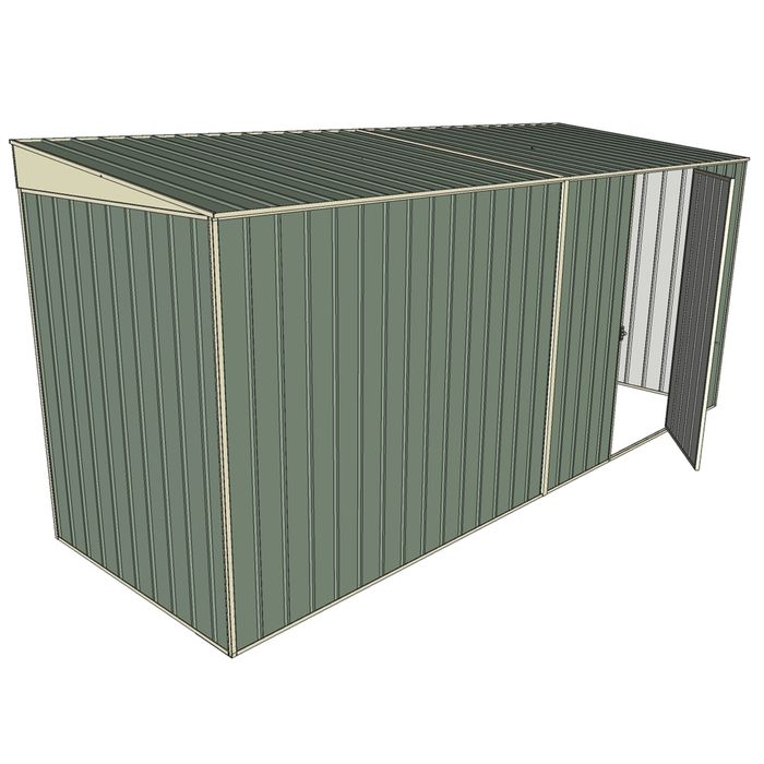 Build-a-Shed 1.5 x 4.5 x 2m Single Hinged Side Door Skillion Shed - Green