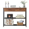 Maxhomm 100cm Console Table With 2 Drawers, 3-tier Entryway Table, Mesh Shelves Slim Hallway Table