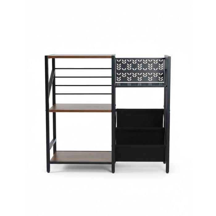 3 Tier Record Player Stand for Vinyl Storage - Holds up to 150 Albums - Metal Turntable Shelf (Black)