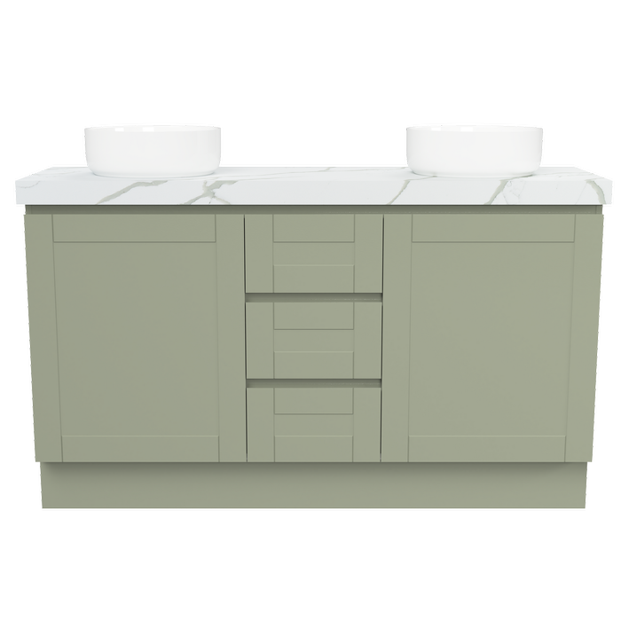 New England Joinery 1500mm Diadem Double Basin Freedom Top Floorstanding Vanity