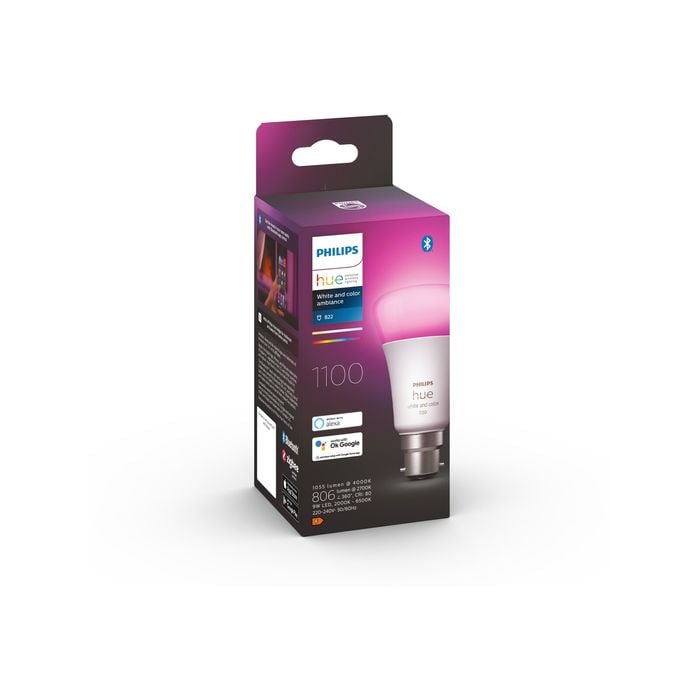 Philips Hue A60 B22 1100lm White and Colour Ambiance 11w Globe