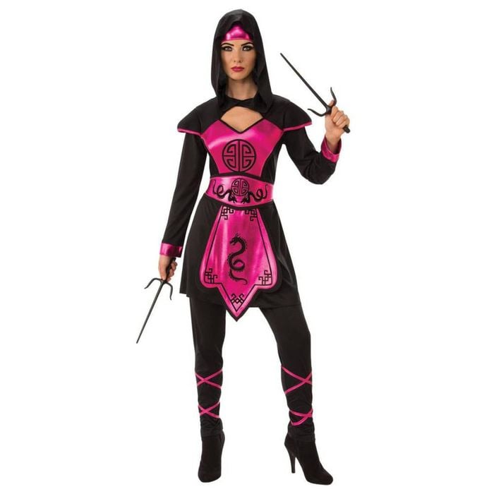 Pink Ninja Warrior Halloween Costume Stealthy Samurai-Inspired Outfit for Women, Medium