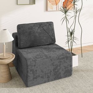 Advwin Armless Sofa Chair Chenille Fabric Modular Lazy Sofa Free Installation Deep Grey