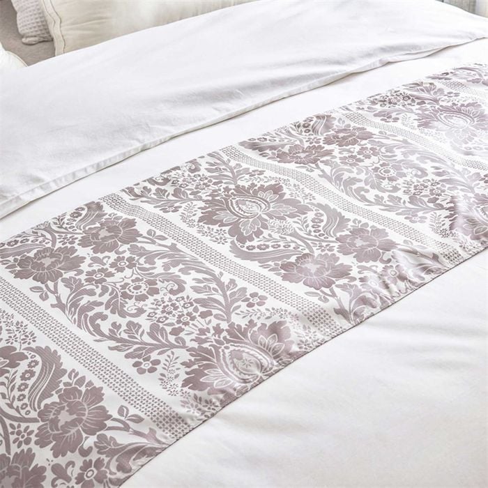 CottonMore Jacquard Pattern Home Bed Runner Decor Queen King Light Purple 50cm x 210cm
