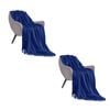 SOGA 2X Royal Blue Acrylic Knitted Throw Blankets
