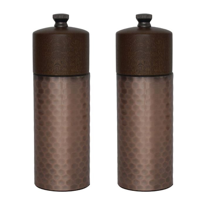 Olympia Salt And Pepper Mill Set Copper Wood 2 Pack 150mm Adjustable Ceramic Mechanism Modern Tableware