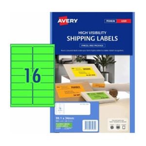 Avery High Visibility Shipping Label 25pk 16/sheet (Green)
