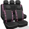 Catzon Car Seat Covers Full Set Shining Diamond Faux Leather Universal For Suvs Pickup-pink