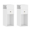 Advwin Side Table Set of 2 25cm Narrow Sofa End Table w/ Side Shelf & Drawer Slim Bedside Table White