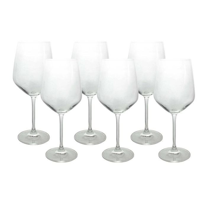 LVD 6pc Curve 23cm/540ml Stemmed Red Wine Glass Set - Clear