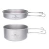 NNEOBA Titanium Camping Cookware Set Pan with Folding Handles Silver