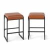 Costway Bar Stool Set Footrest Metal Modern Kitchen Chair Dining Brown