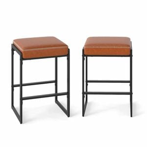 Costway Bar Stool Set Footrest Metal Modern Kitchen Chair Dining Brown