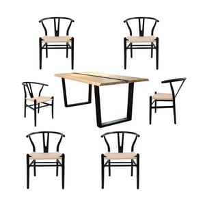 Dori 7pc Dining Table Set 7 Wishbone Chair Natural