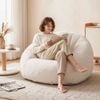 Homfurn Single Boneless Couch – Shell-shaped, Faux Fur, High-density Foam, No Assembly, 150kg Capacity, White