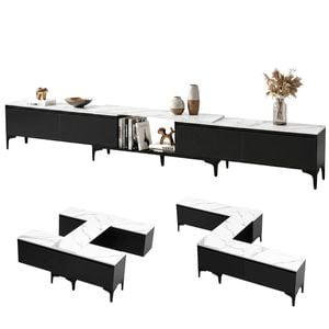 Black Extendable TV Unit Stand Cabinet