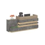 Modern Furniture KERAN  Reception Desk Left Panel - Acacia & Carbon Grey Colour