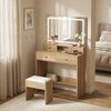 Oikiture Dressing Table Stool Set Vanity Desk Drawers Natural