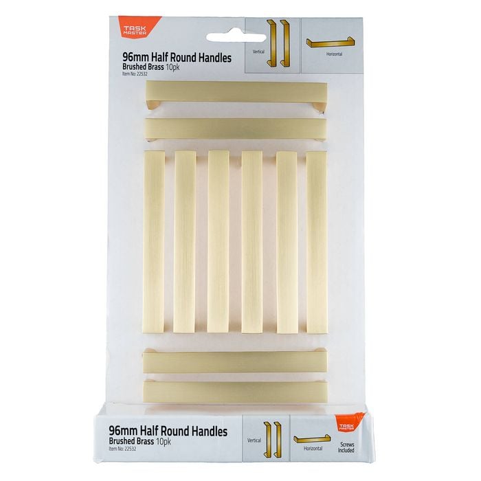 Taskmaster 96mm Brushed Brass 1/2 Round Handle - 10 Pack